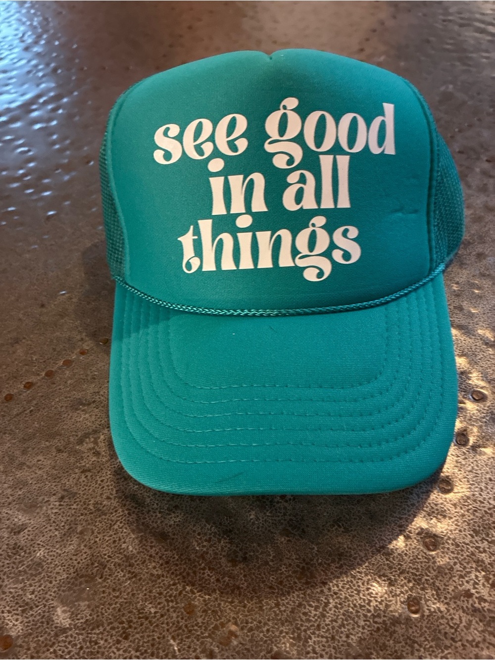 OTTO Teal and White Trucker Hat - "See Good In All Things"